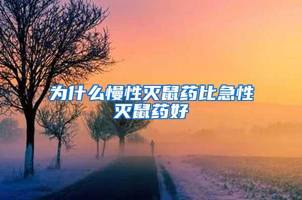 為什么慢性滅鼠藥比急性滅鼠藥好