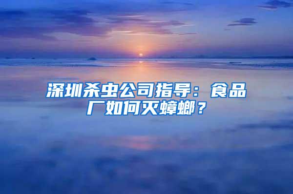 深圳殺蟲公司指導(dǎo)：食品廠如何滅蟑螂？