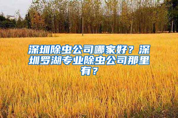 深圳除蟲公司哪家好？深圳羅湖專業除蟲公司那里有？