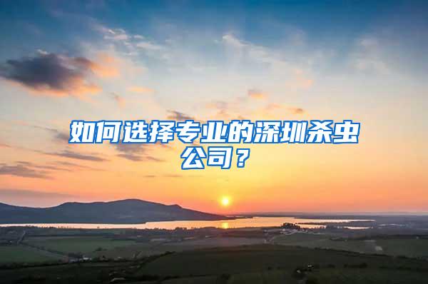 如何選擇專業的深圳殺蟲公司？