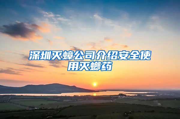 深圳滅蟑公司介紹安全使用滅螂藥