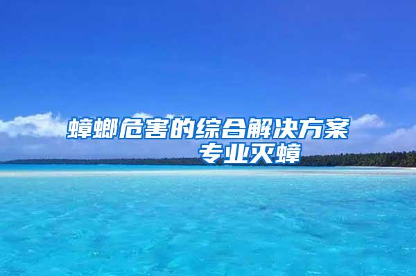 蟑螂危害的綜合解決方案     專業滅蟑