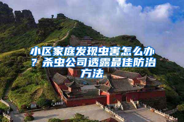 小區家庭發現蟲害怎么辦？殺蟲公司透露最佳防治方法